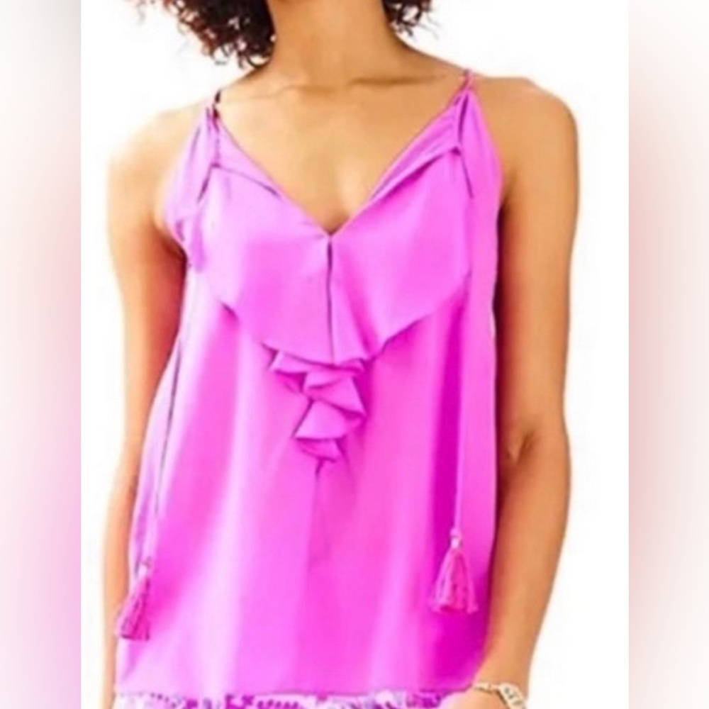 Lilly Pulitzer Fuchsia Ruffle Tank Top